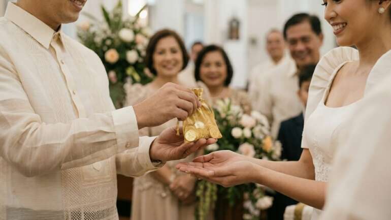 Filipino groom in wedding Barong