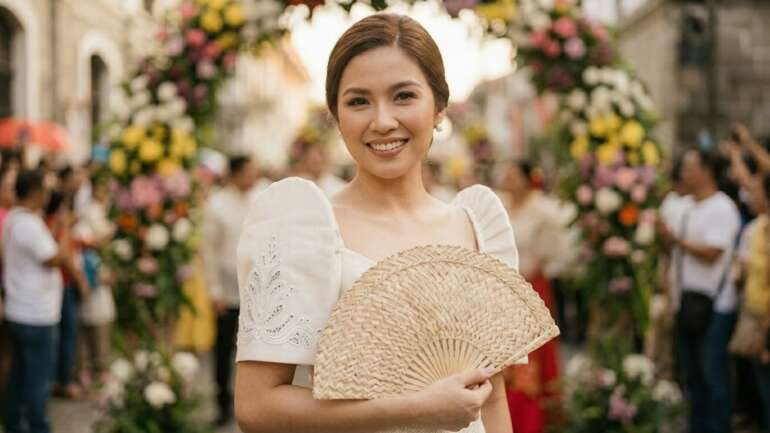 Modern Terno dress butterfly sleeves