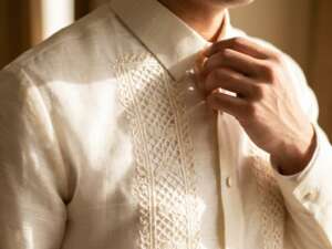 Premium Piña Barong close up.