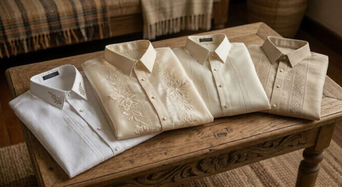 Premium Barong Tagalog collection display.