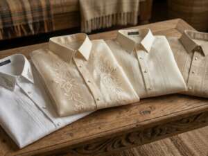 Premium Barong Tagalog collection display.