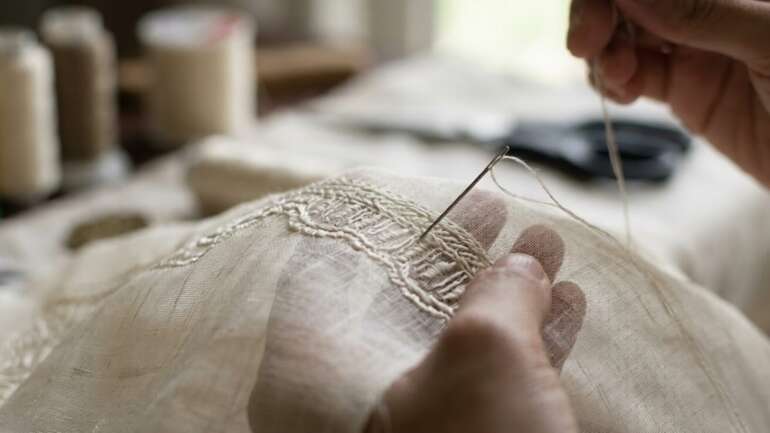 Hand-embroidered Barong Tagalog for wedding
