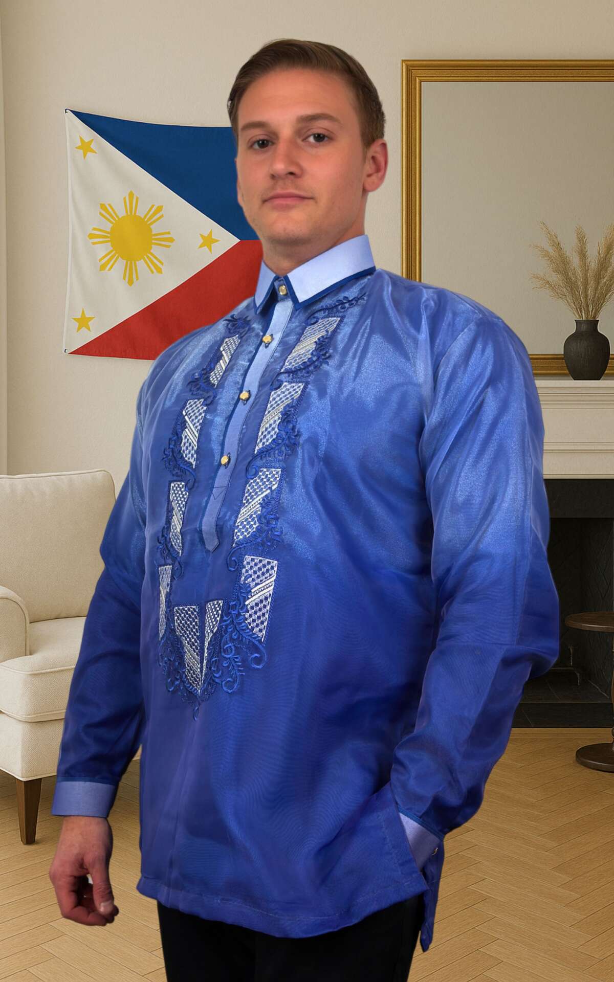 blue-barong-left-view Blue barong Filipino left view