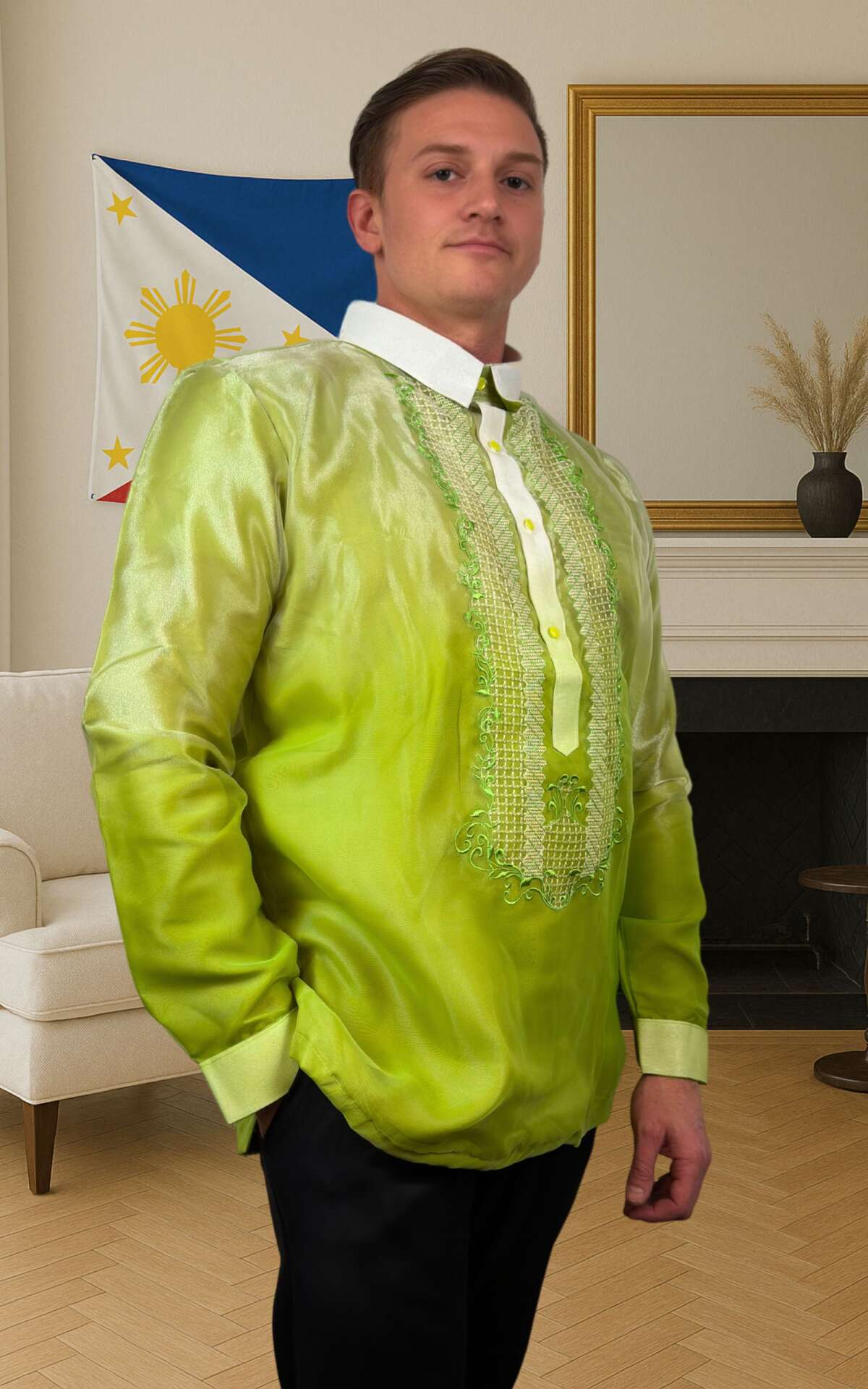 Green barong Filipino right view