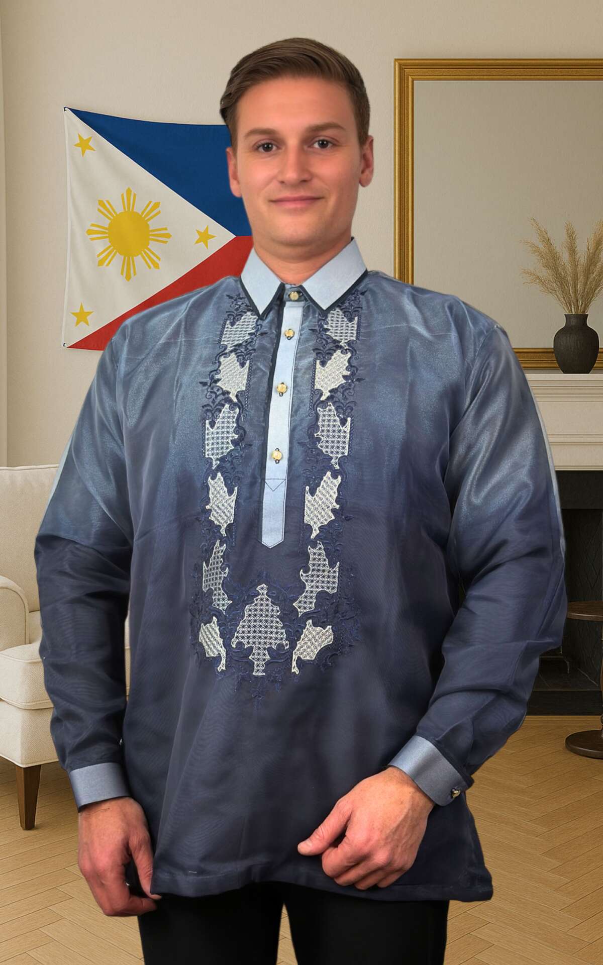 navy-barong-front-view Navy barong Filipino front view
