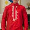 red-barong-front-view Red barong Filipino front view