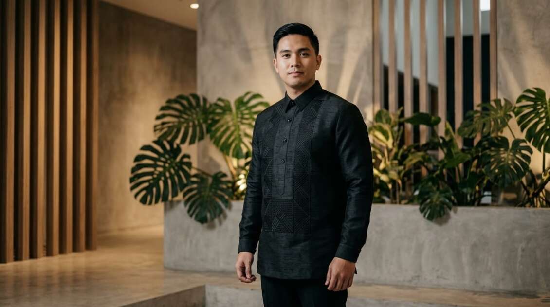 Modern black barong