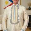 white-and-gray-barong-front-view White and gray barong Filipino front view