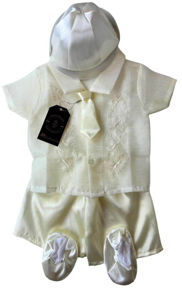 Infant Christening Baptism Outfit White Baby Organza Barong Tagalog ORDER US SIZE