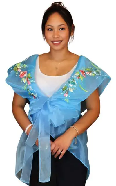 Panuelo Filipiniana | Hand Painted Flower Shawl for Women