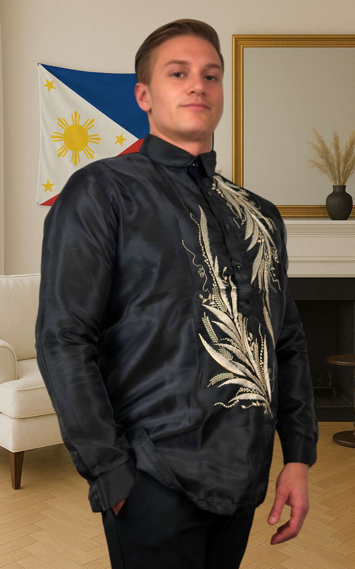 Black barong Filipino right view