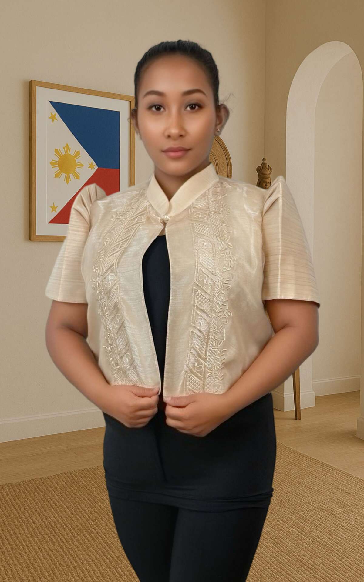 Beige bolero front view