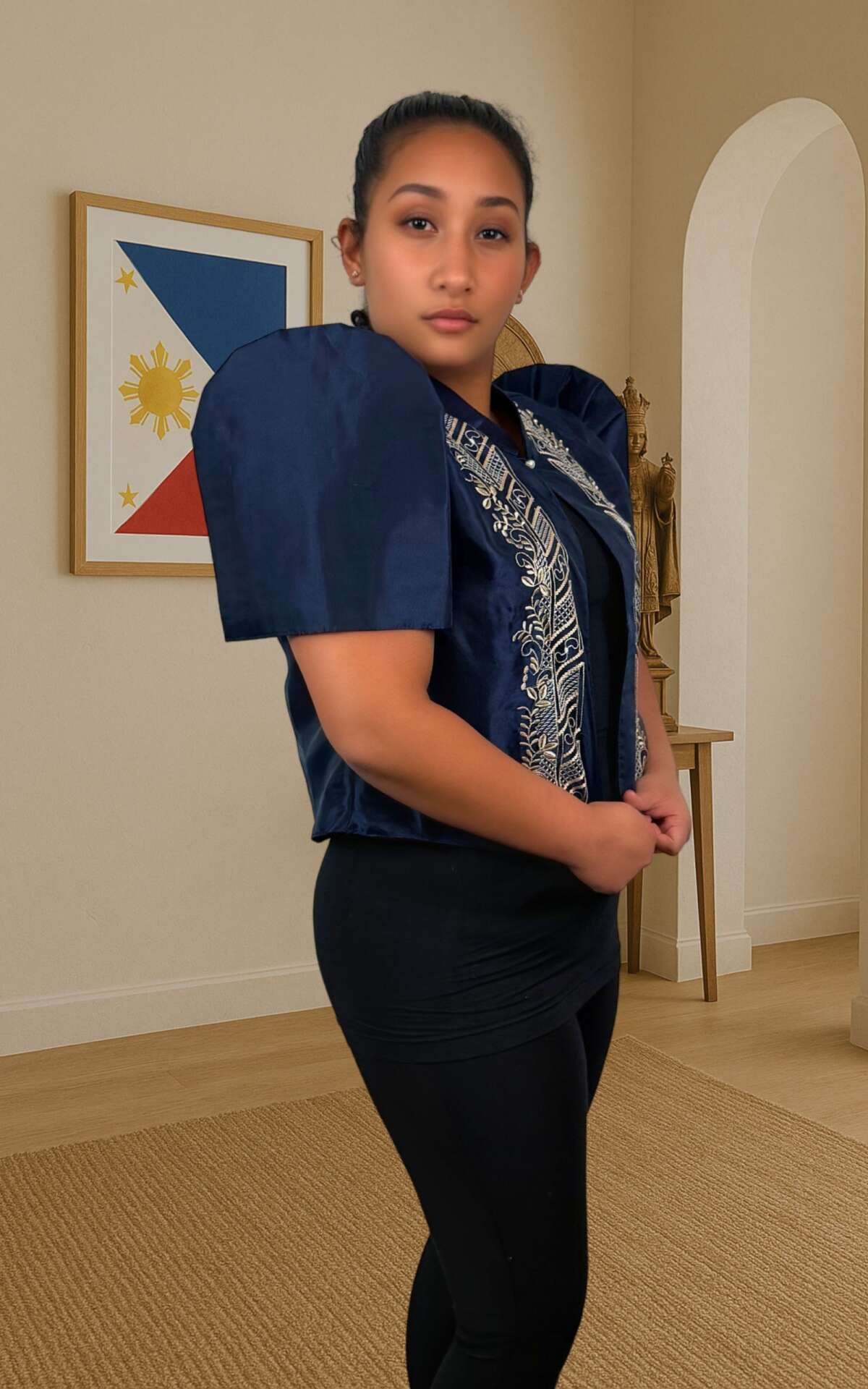 Navy bolero side view