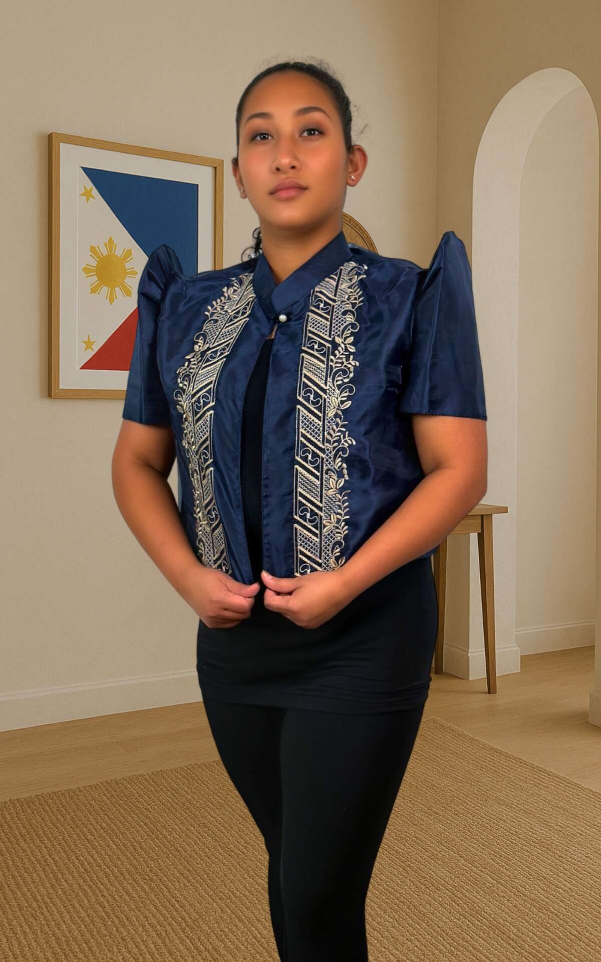 Navy bolero front view