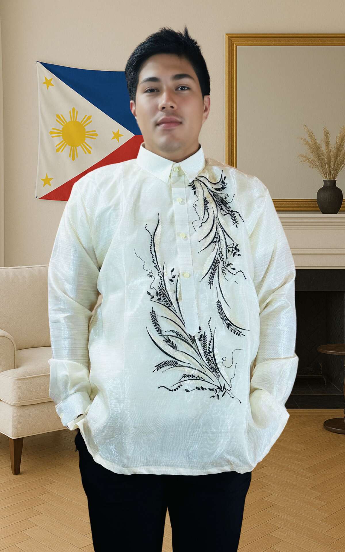 white-barong-feather White barong feather Filipino shirt