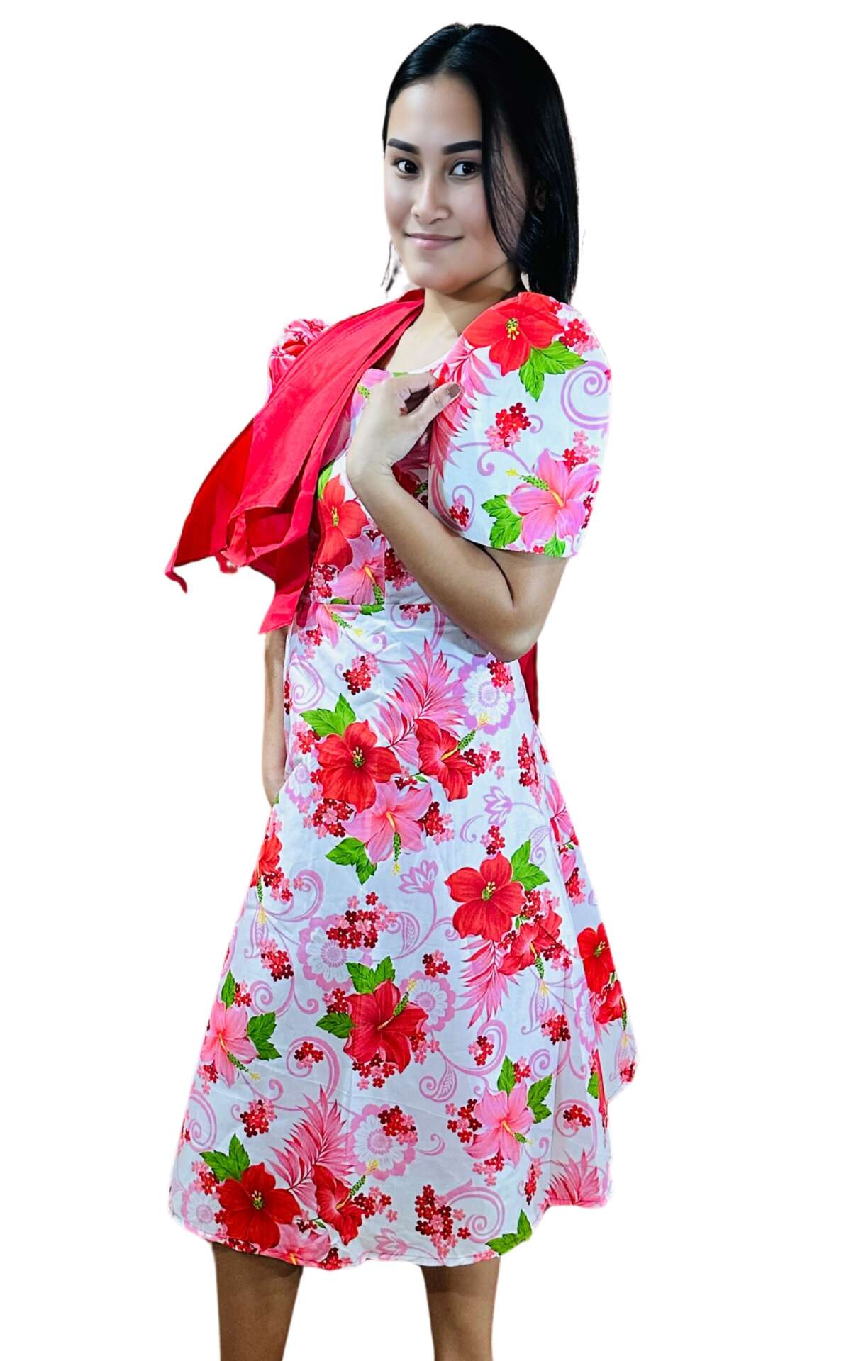 Flower Mestiza Dress with Butterfly Shoulders