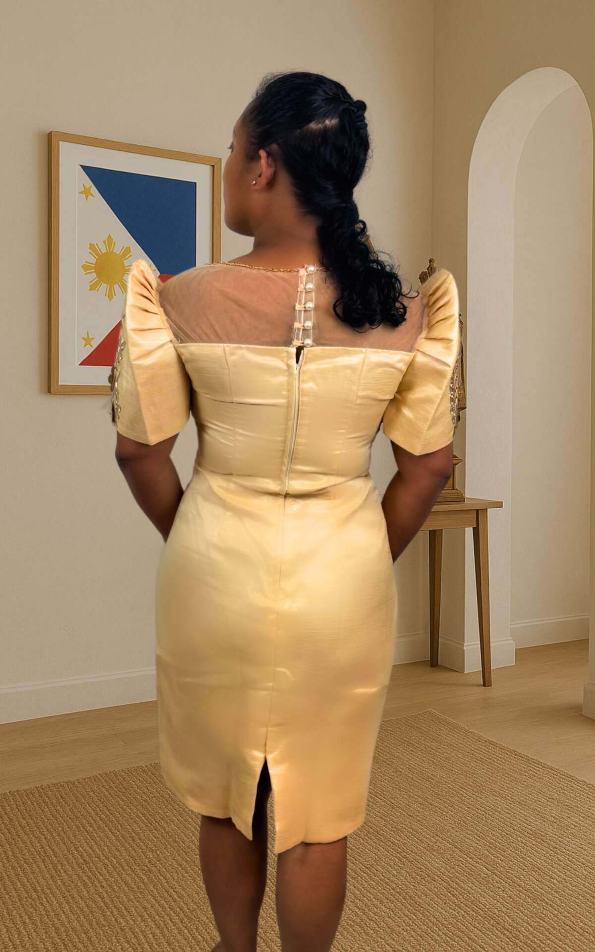 Cocktail dress butterfly sleeves back view