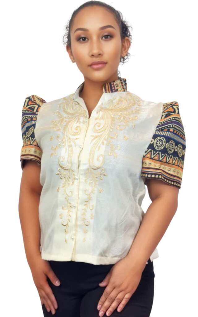 Modern Blouse — Off-White Beige Embroidery