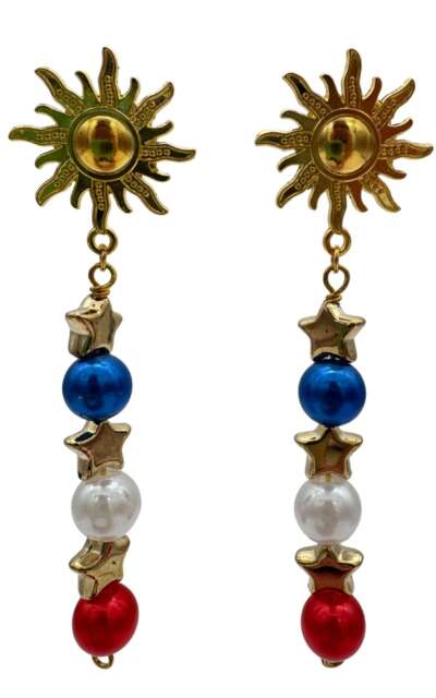 Filipino Earrings Collection – Philippine Flag, Sun & Stars Designs in Silver and Gold Jewelry for Women (Stud, Twist, String & Hook Styles)