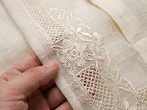 Barong tagalog embroidery close-up shot.
