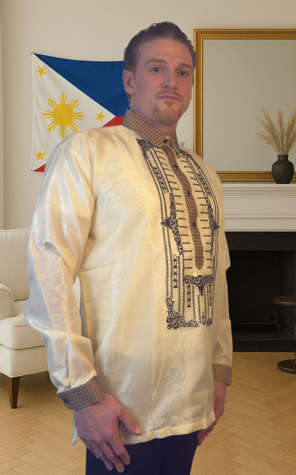 Angled View Filipino Barong Tagalog
