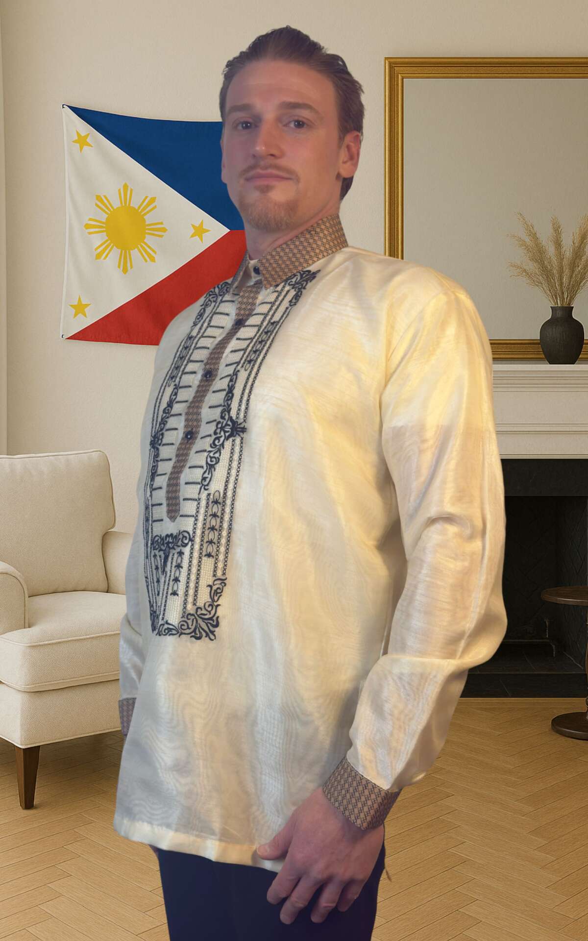 Side Profile Cream Barong Tagalog