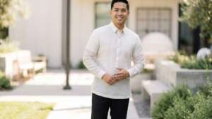 Modern slim-fit Barong Tagalog styled for a Filipino-American wedding in the United States.
