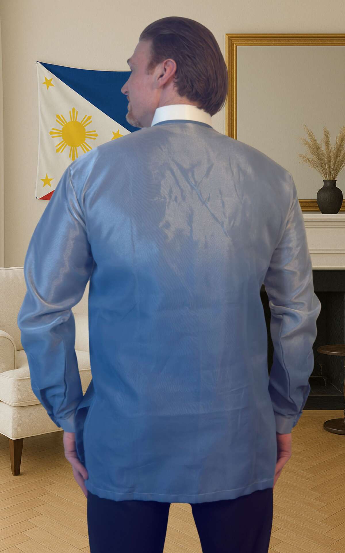 Baby blue barong back view