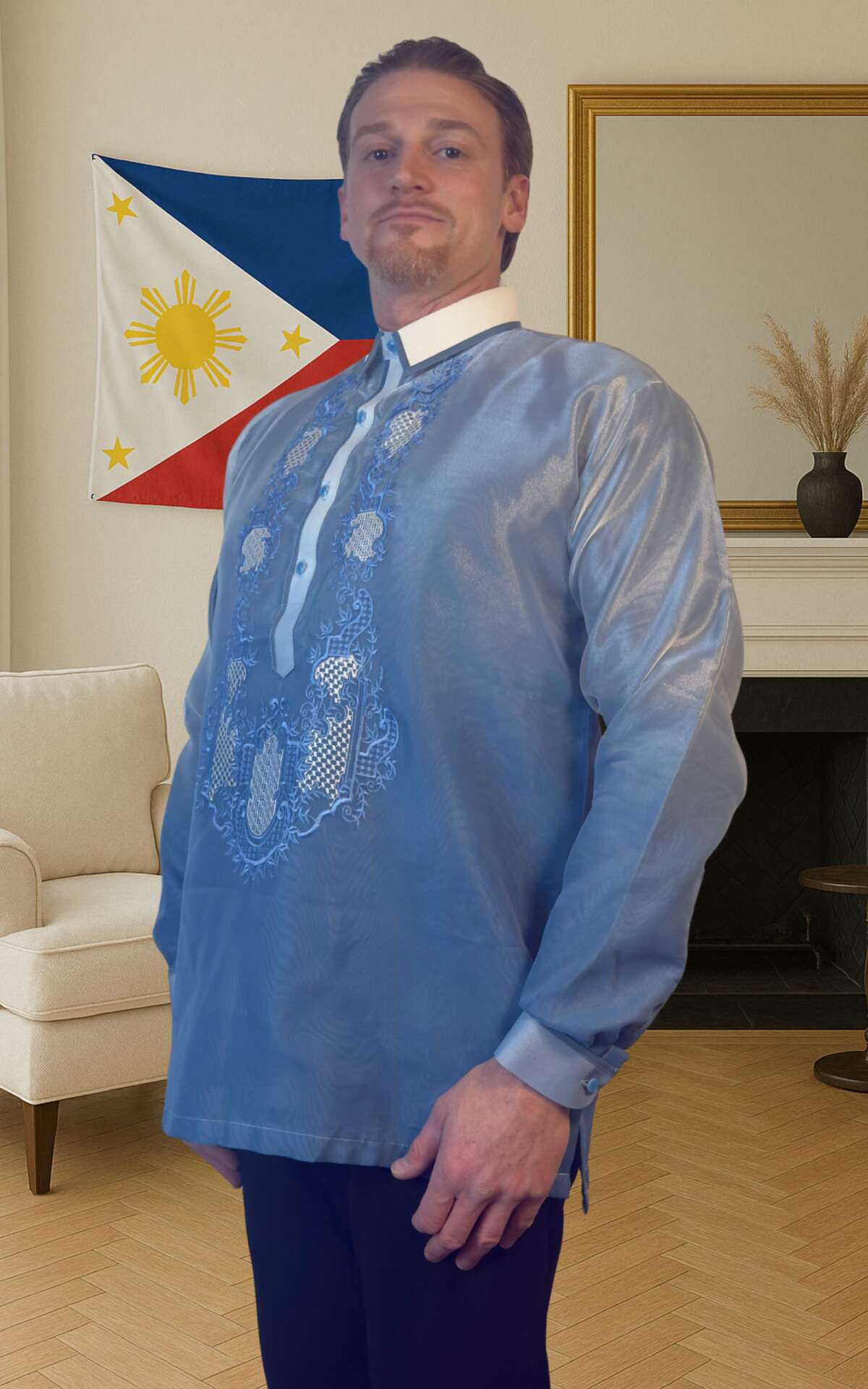 Baby blue barong left view