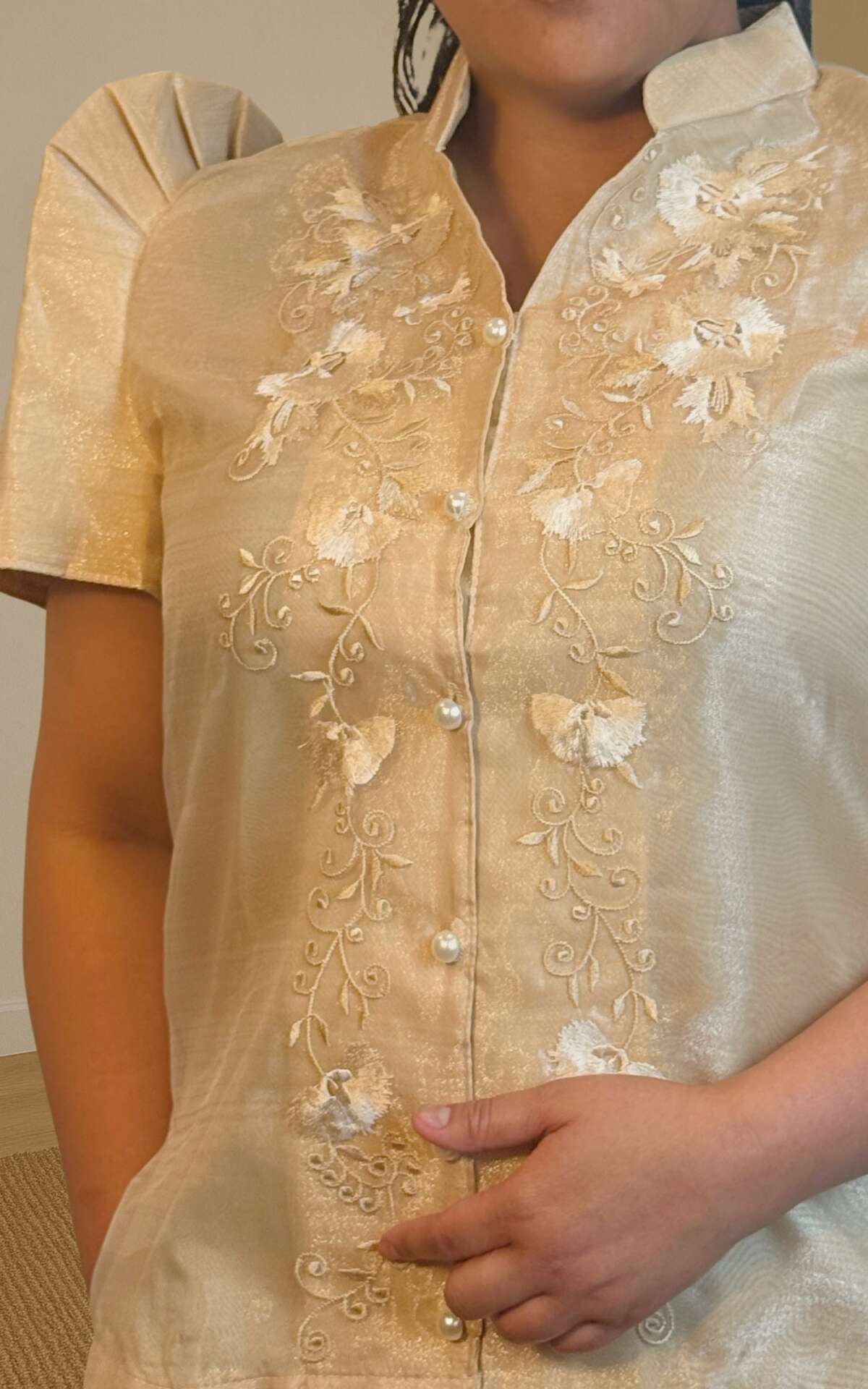 Beige modern blouse close view
