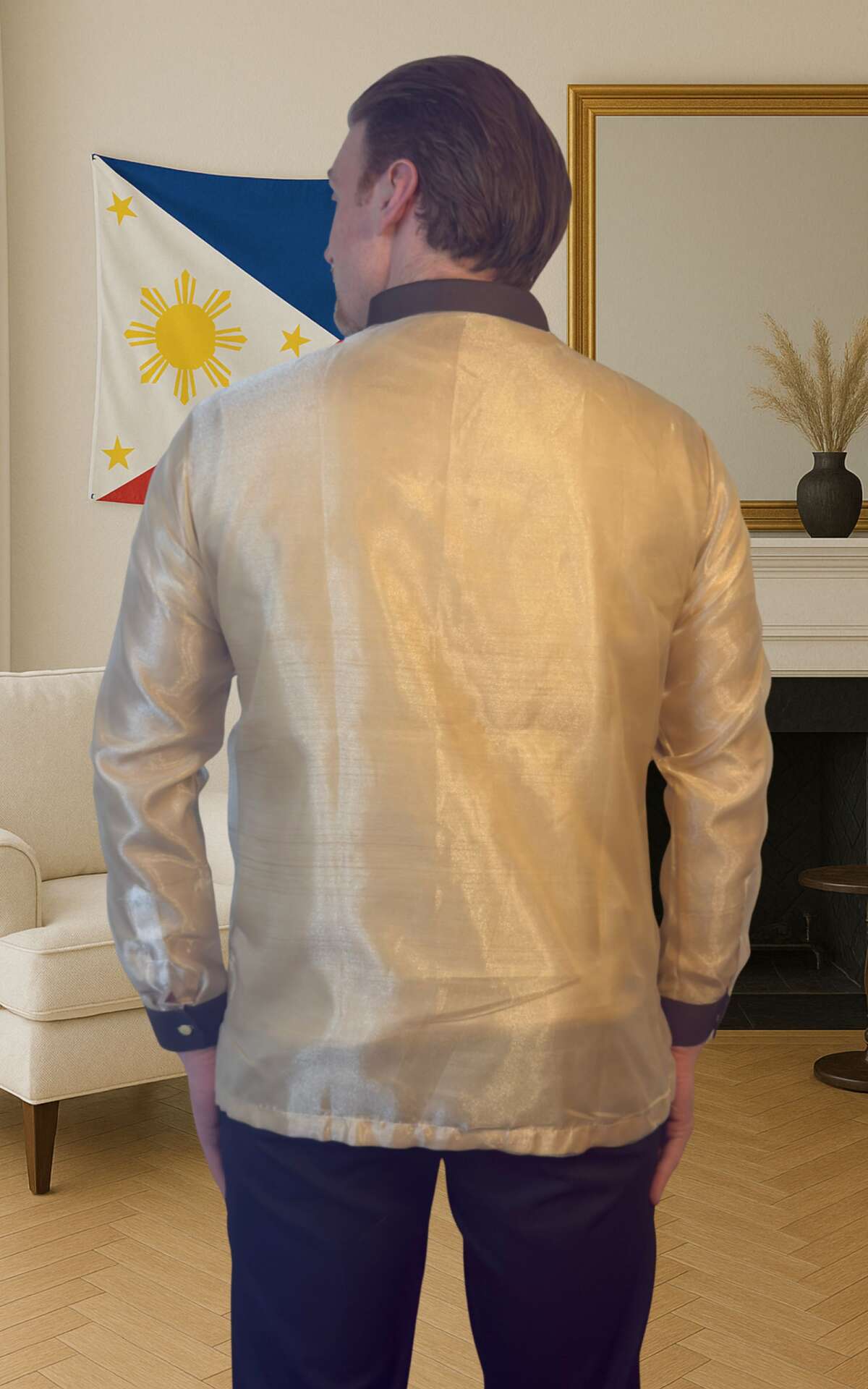 Brown and black barong back view