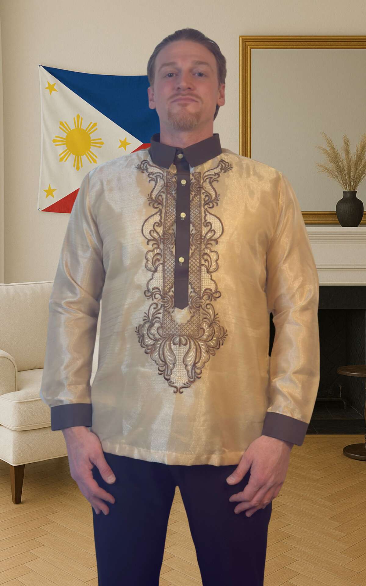 Brown and black barong front view