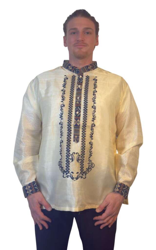 Ethnic Organza Barong w/ Embroidery Design - ORDER US SIZE