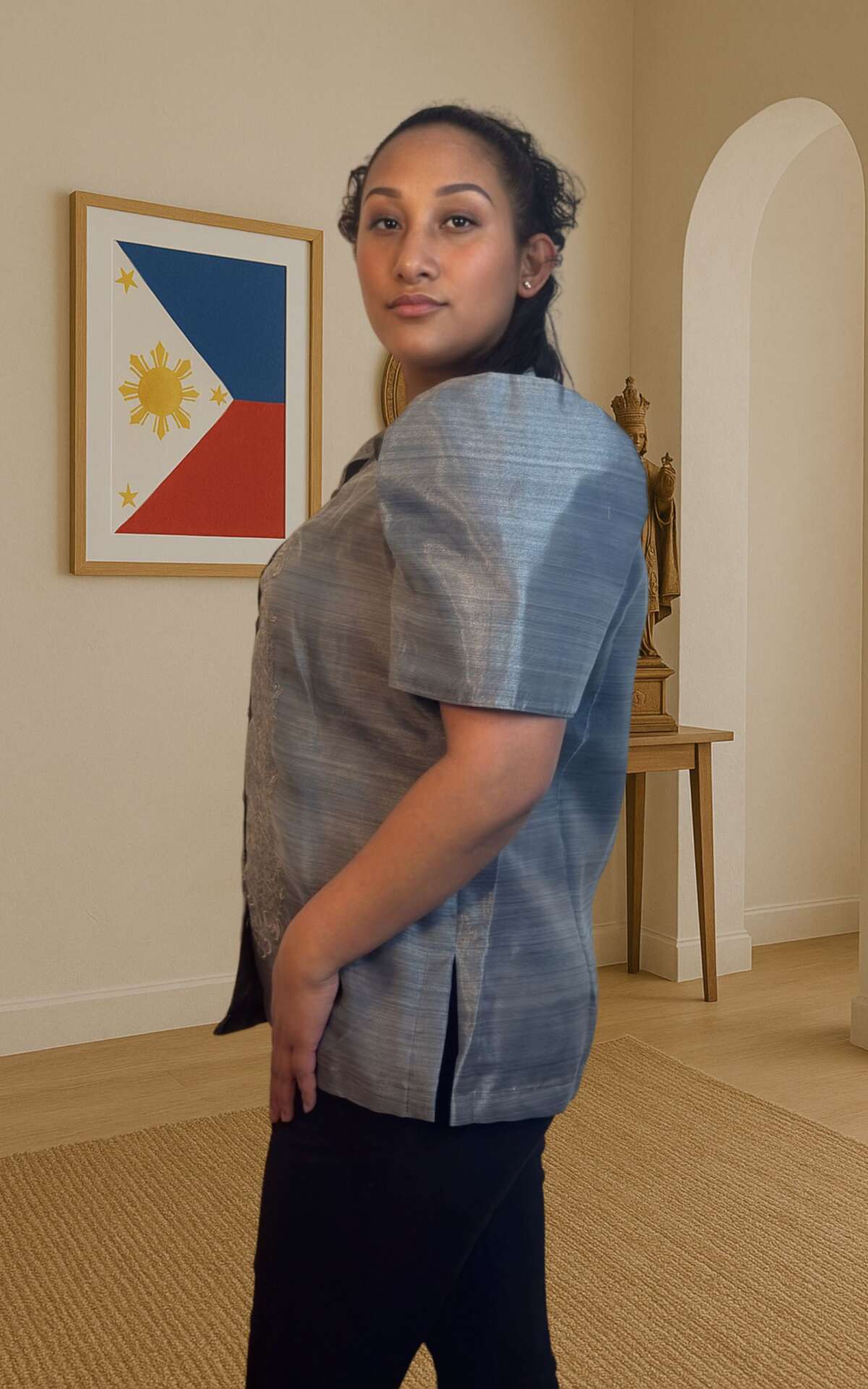 Gray modern blouse left view