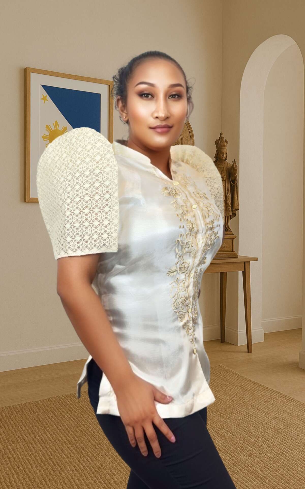 Ivory white modern blouse right view