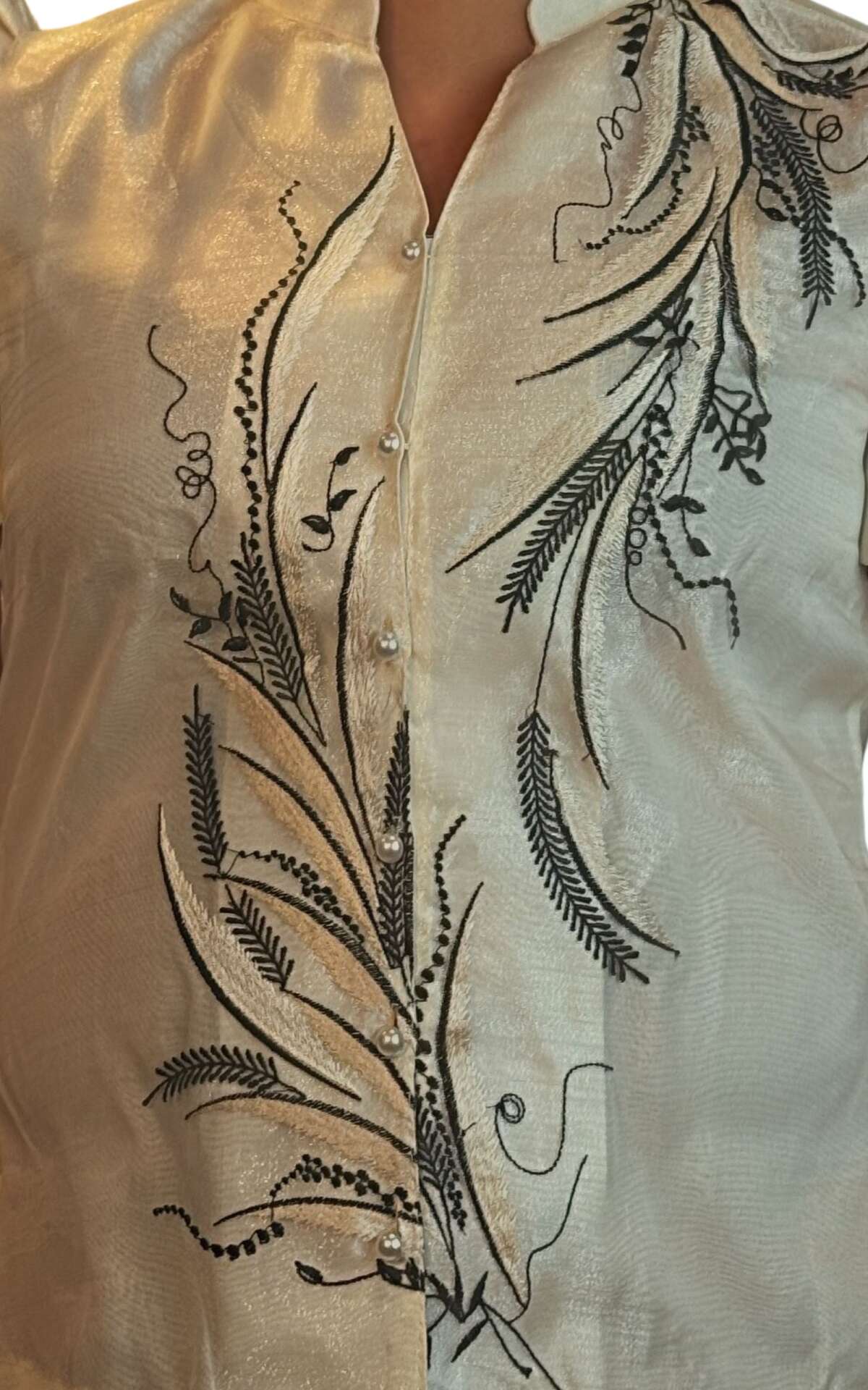 White modern blouse close view