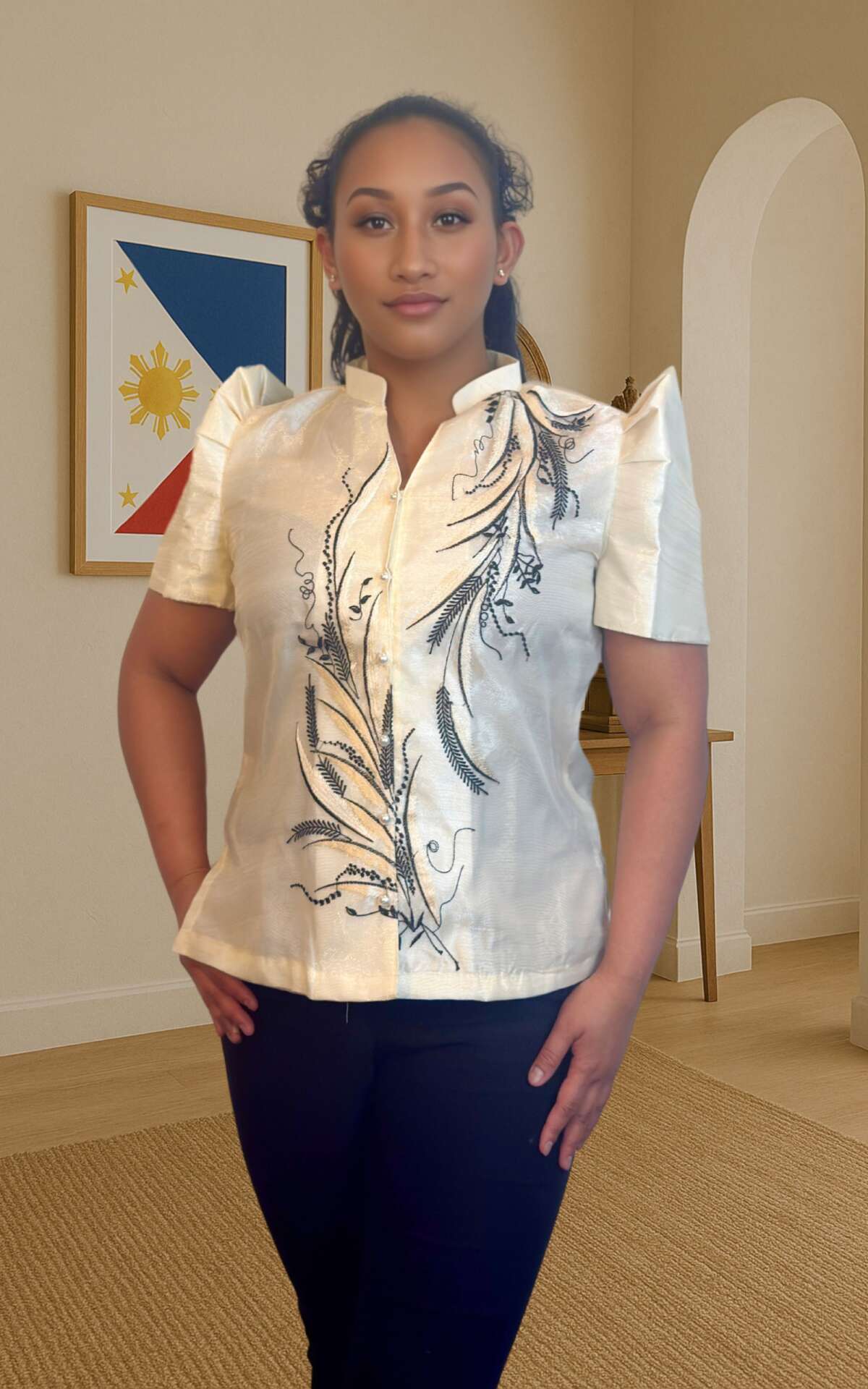 White modern blouse front view