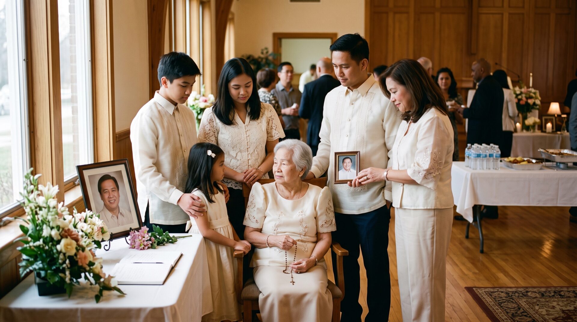 Family in white.
