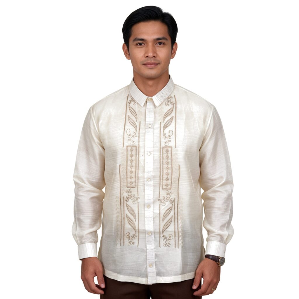 Sand Full Button Long Sleeve Organza Barong Tagalog